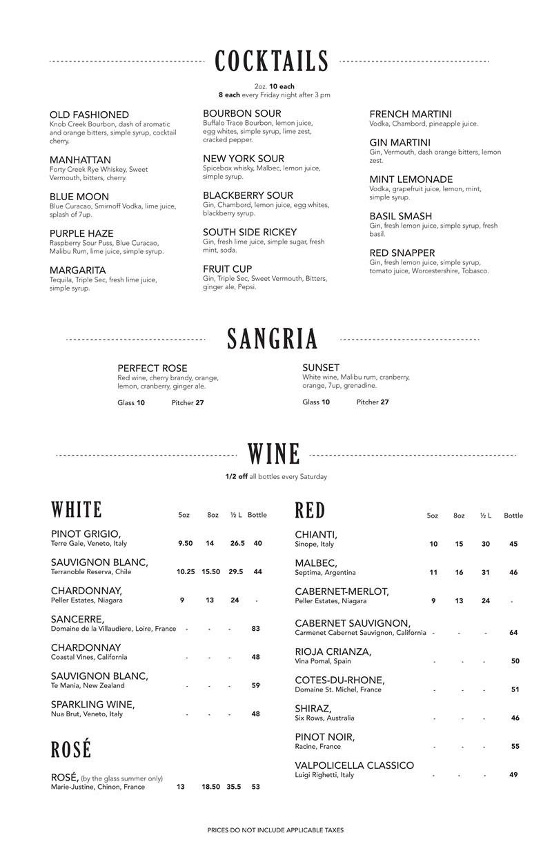 Drinks Menu